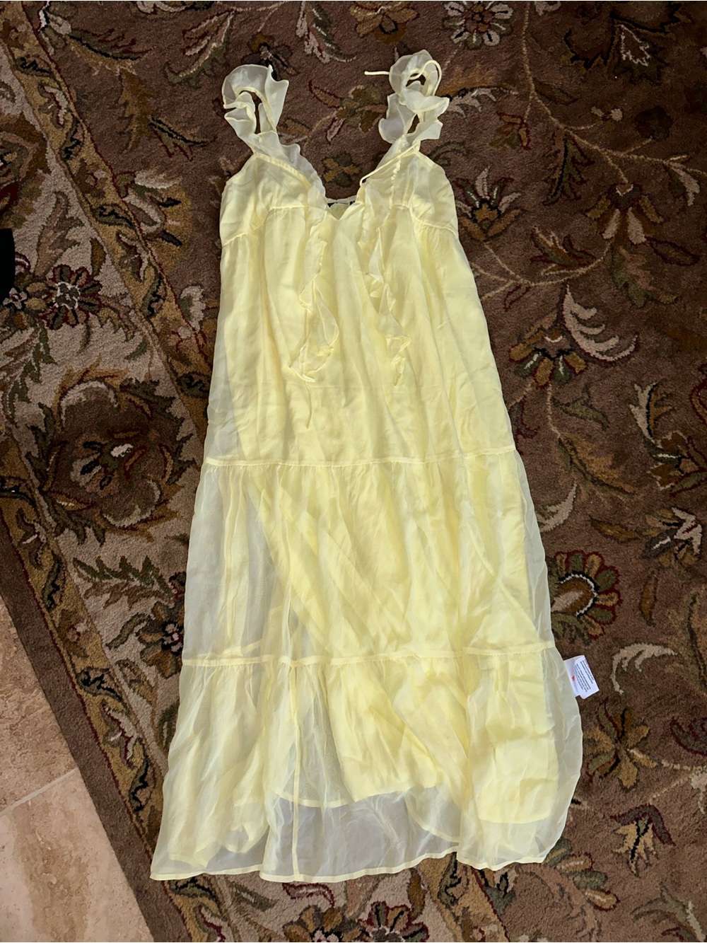 ASOS Pale Yellow Ruffle Strap Tiered Sundress